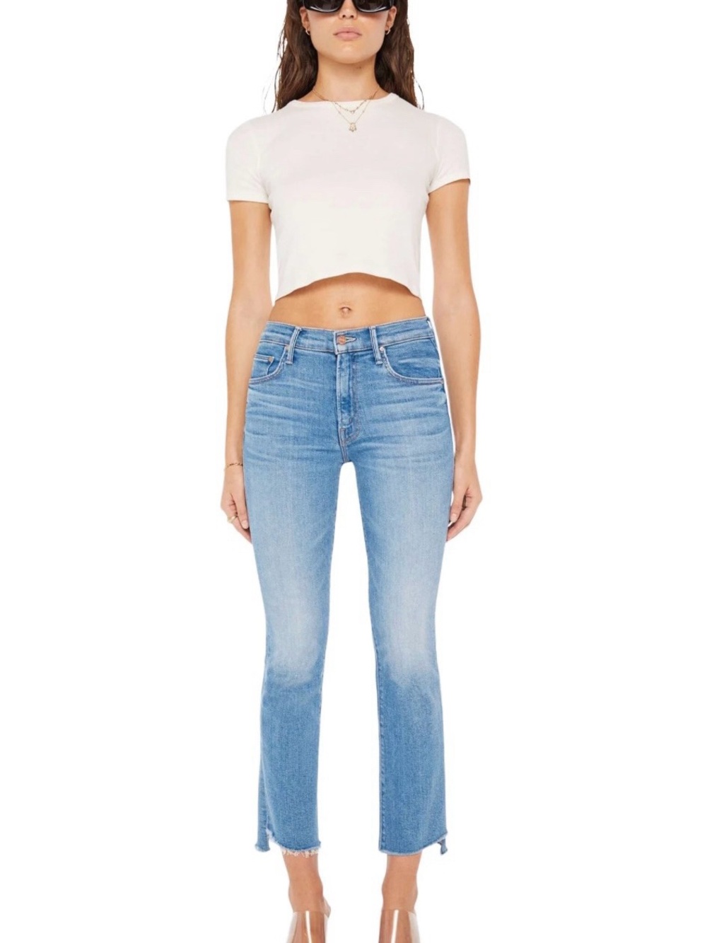 MOTHER The Insider Crop Step Fray Jeans 26 Out of the Blue Cropped Bootcut
